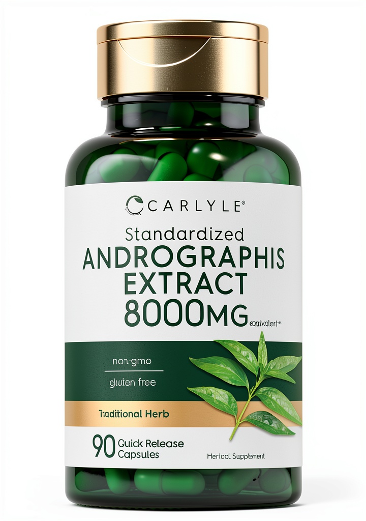 Carlyle Andrographis supplement bottle with label showcasing ingredients