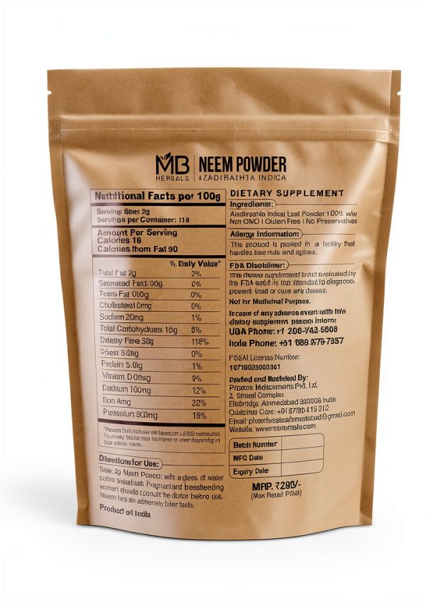 Neem Powder by MB Herbals 8 Ounce Skin Hair Care-1