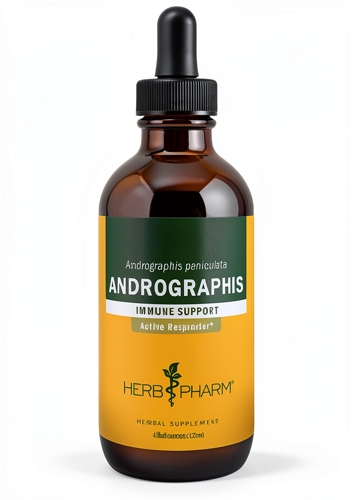 Andrographis paniculata liquid extract bottle on a shelf