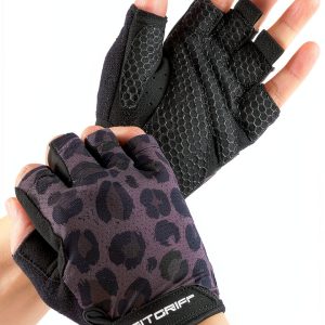 Fitgriff Weightlifting Gloves Leopard Size 6-10 Breathable Buckle-0