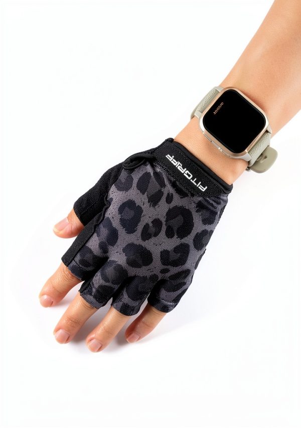 Fitgriff Exercise Gloves Black Leopard Sizes 5 to 10 Breathable Grip-5