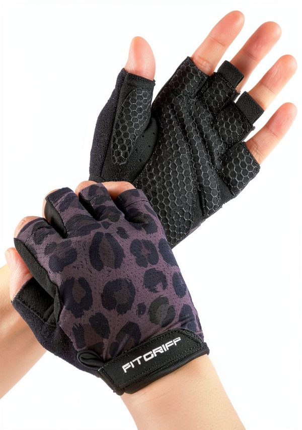 Fitgriff Exercise Gloves Black Leopard Sizes 5 to 10 Breathable Grip-0