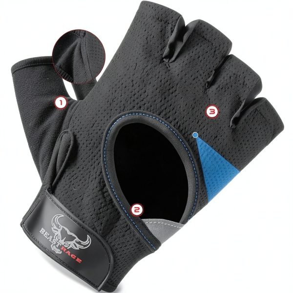 Beast Rage Weight Lifting Gloves Aqua Microfiber X-Large Small-1